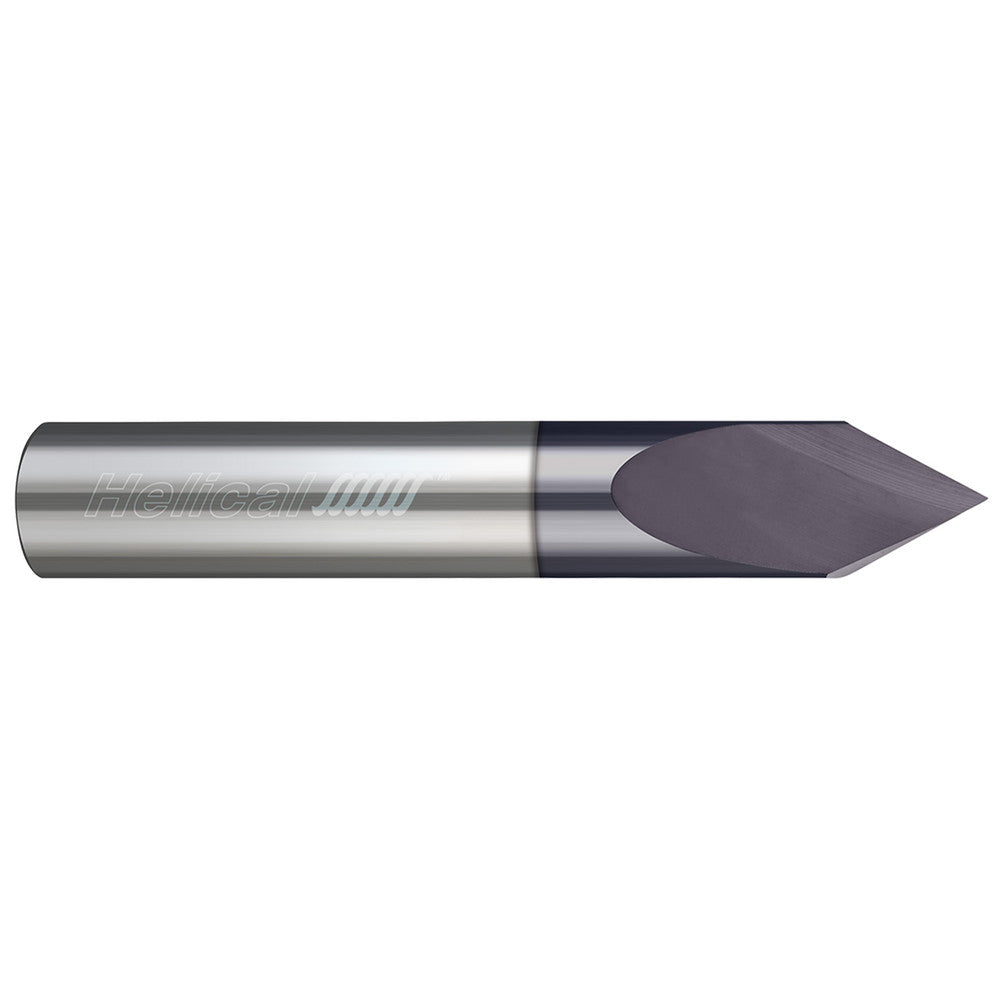 Helical Solutions 06258 Chamfer Mill 1/4" Dia, 1/4" Shank Dia, 60 deg, 2 Flute, Solid Carbide, Single End