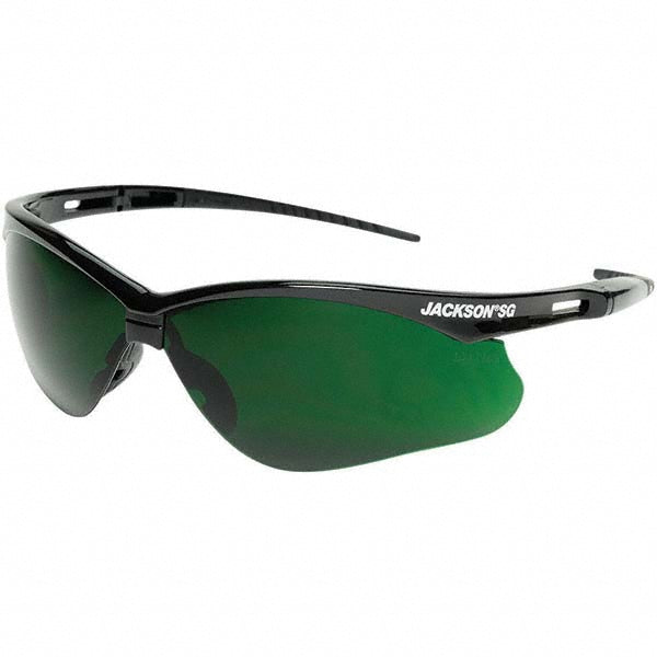 Jackson Safety 50010 Safety Glasses Scratch-Resistant, Polycarbonate, Green Lenses, Full-Framed