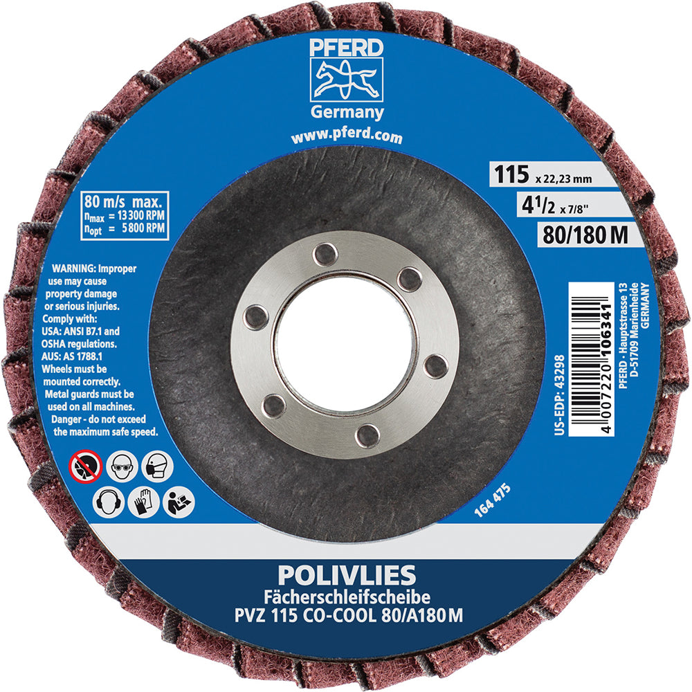 PFERD 44695102 Flap Disc 7/8" Hole, 80 Grit, Ceramic, Compact