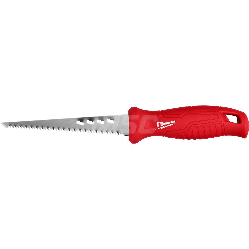 Milwaukee Tool 48-22-0104 Handsaws Tool Type Jab Saw Blade Length (Inch) 6 Applications Drywall Plaster Handle Material Plastic Blade Material Bi-Metal Overall Length (Inch) 11.50 Overall Length (Decimal Inch) 11.50000 Additional Information Anti-roll handle Mini