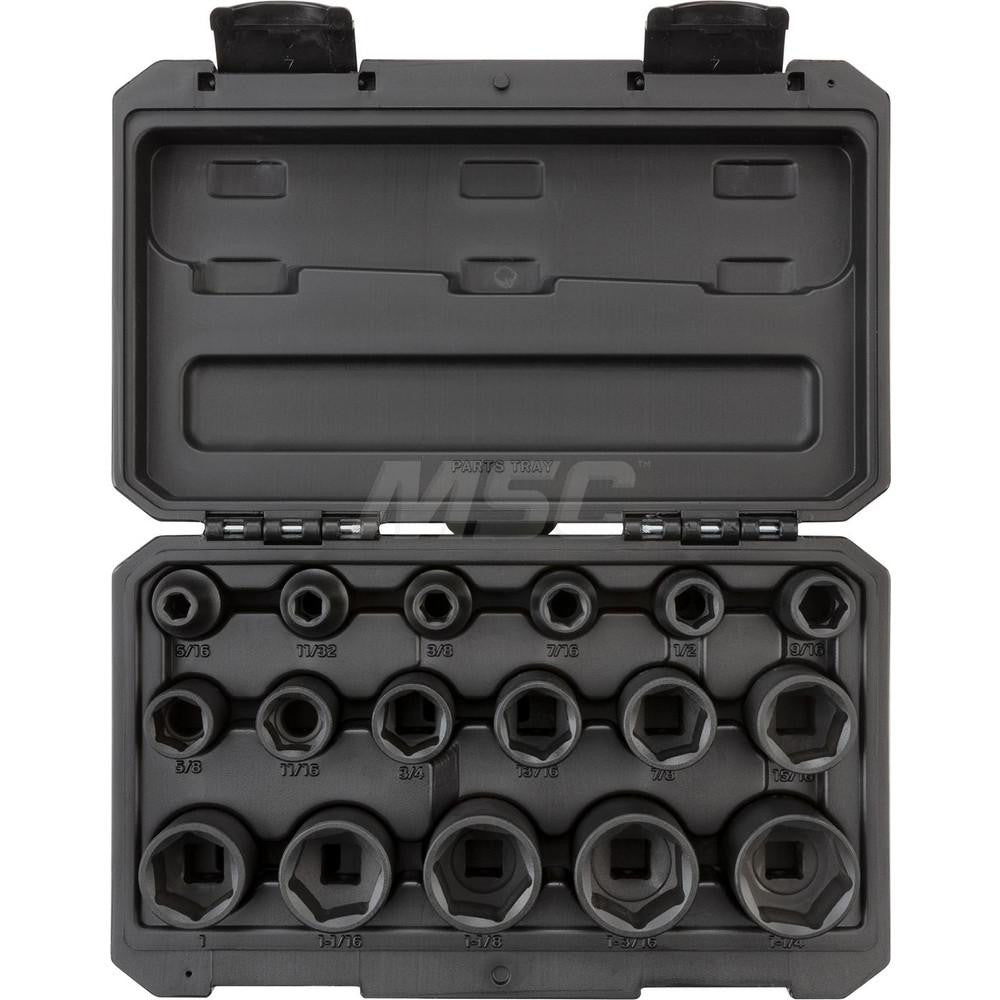 Tekton SID92301 1/2 Inch Drive 6-Point Impact Socket Set, 17-Piece (5/16 - 1-1/4 in.)