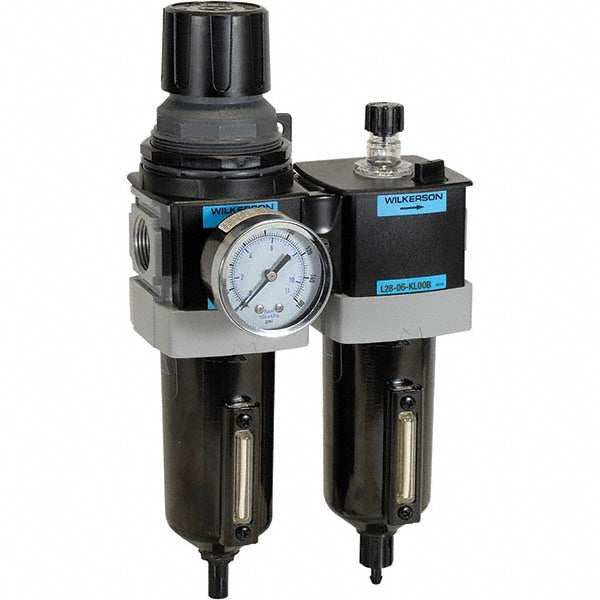 Wilkerson D28-04-FLG0B FRL Combination Unit 1/2 NPT, Standard, 2 Pc Filter/Regulator-Lubricator with Pressure Gauge