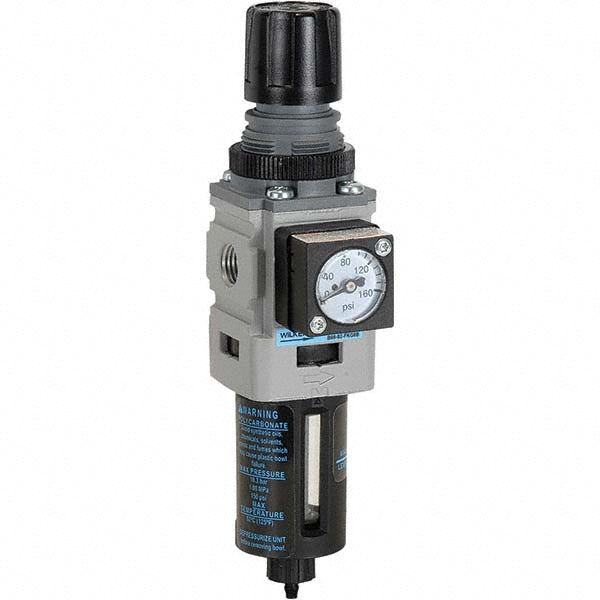 Wilkerson B08-02-FKG0B FRL Combination Unit 1/4 NPT, Miniature, 1 Pc Filter/Regulator with Pressure Gauge