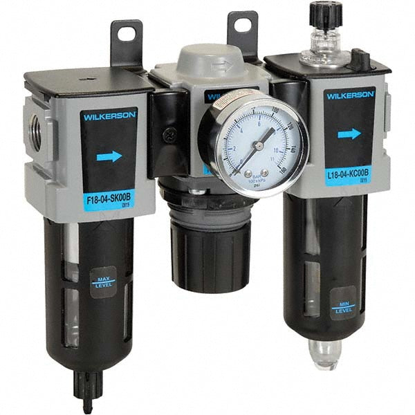 Wilkerson C18-03-FKG0B FRL Combination Unit 3/8 NPT, Compact, 3 Pc Filter-Regulator-Lubricator with Pressure Gauge