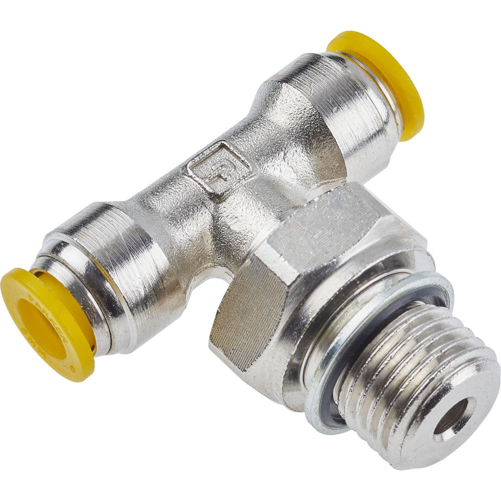 Parker 172PLP-12M-4G Push-To-Connect Tube x Tube x Male Tube Fitting Swivel Male Branch Tee, 1/4" Thread