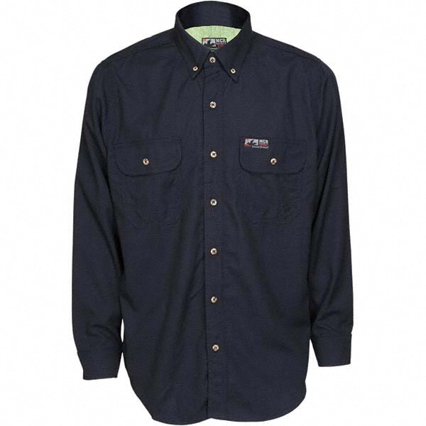 MCR Safety SBS1002L Fire-Resistant Shirt Large, Navy, Modacrylic Fleece, 5.5 oz