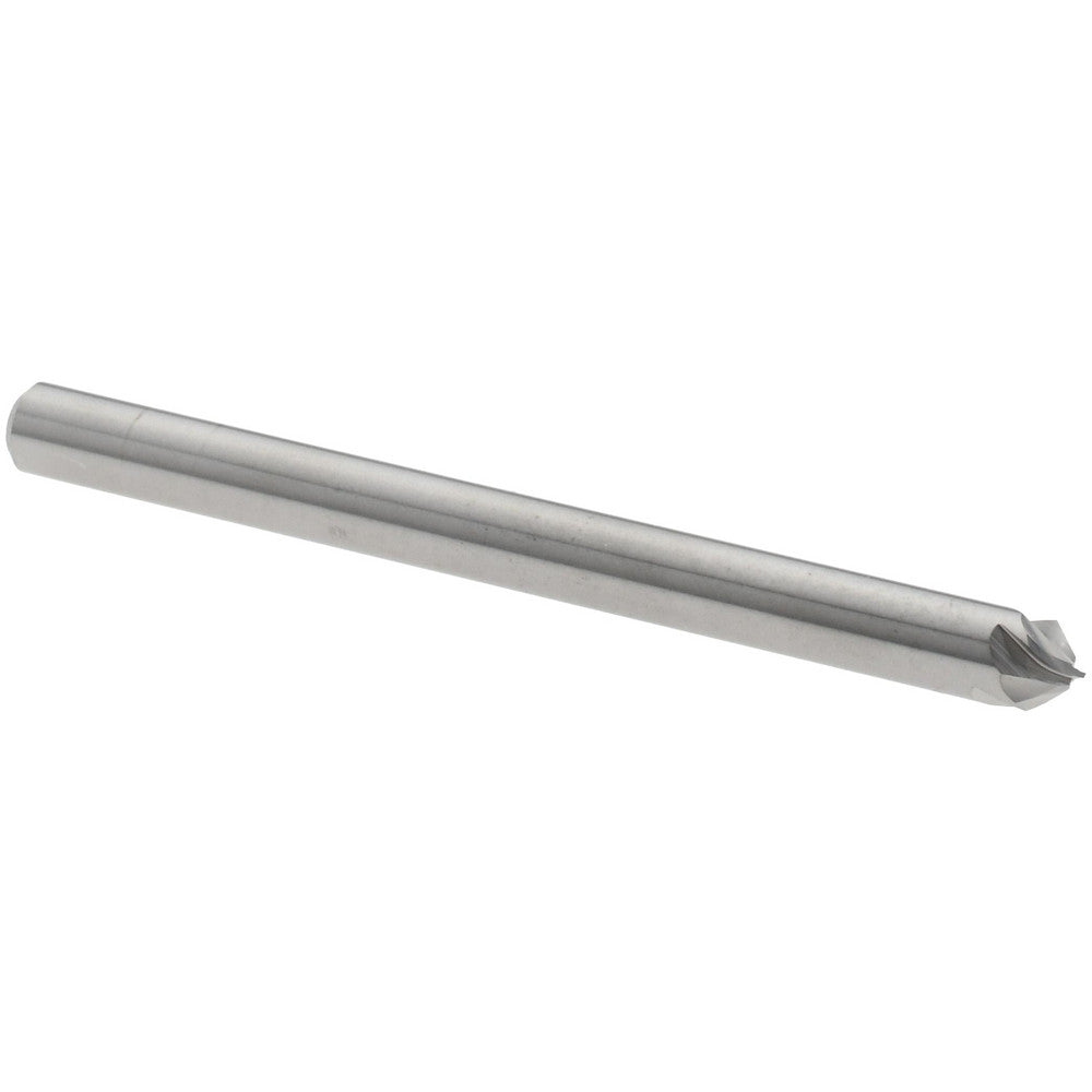 Harvey Tool 859708 Chamfer Mill 1/8" Dia, 1/8" Shank Dia, 90 deg, 4 Flute, Solid Carbide, Single End