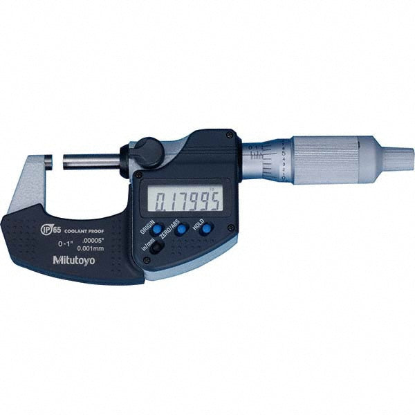 Mitutoyo 293-349-30CAL Electronic Outside Micrometer 1" Max, Carbide-Tipped Face, IP65