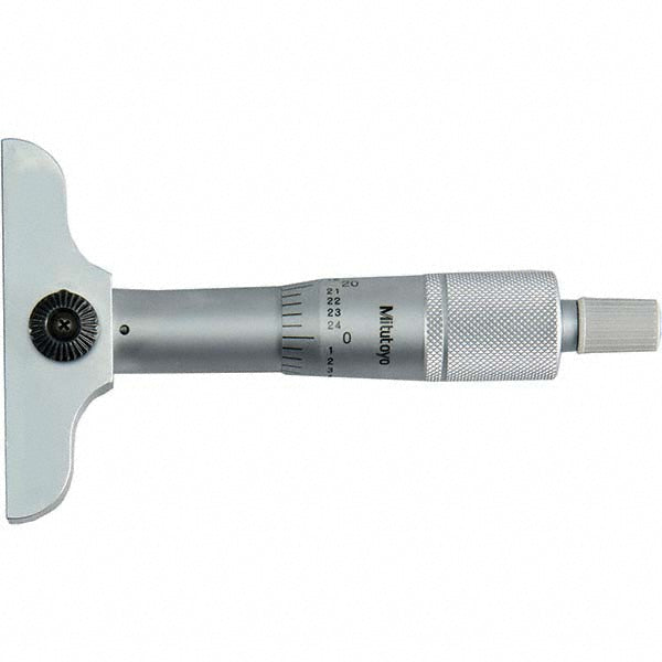 Mitutoyo 128-105CAL Mechanical Depth Micrometer 1'' Range, 1 Rod, Satin Chrome Finish