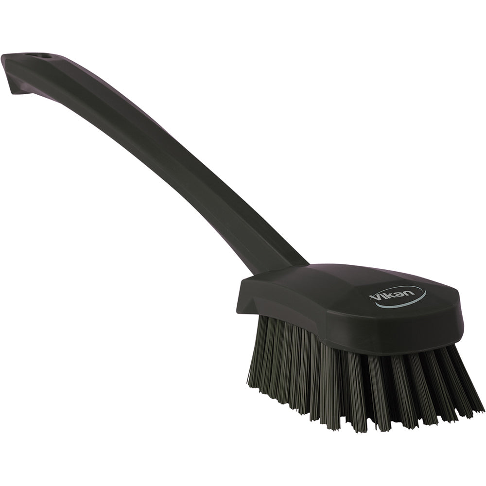 Vikan 41869 Washing Brush with long handle, 16.3", Stiff, Black