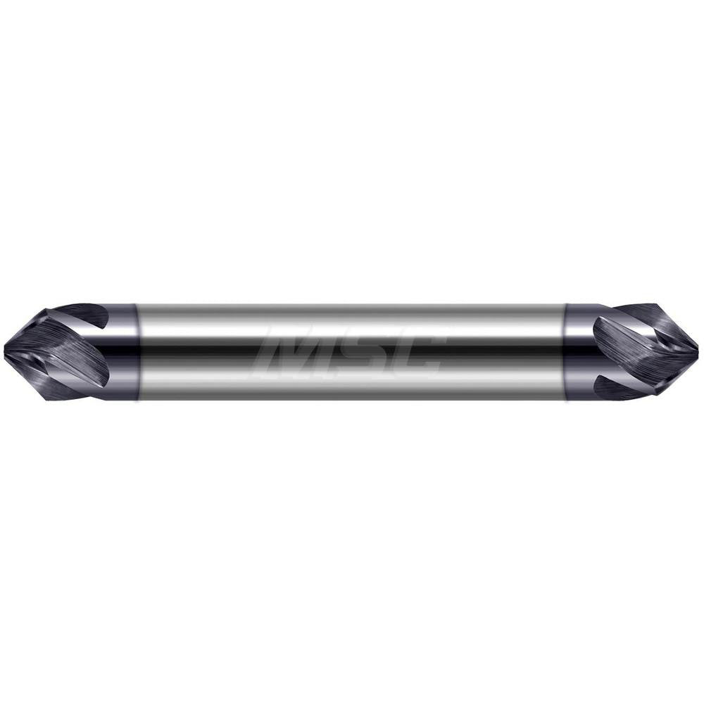 Harvey Tool 722132-C3 Chamfer Mill 1/2" Dia, 1/2" Shank Dia, 60 deg, 5 Flute, Solid Carbide, Double End