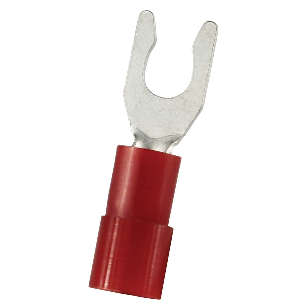 Value Collection LSNY1-3.7 Locking Fork Terminal Red, Nylon, Partially Insulated, #6 Stud, Crimp