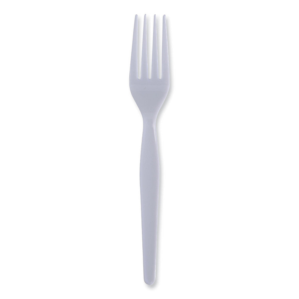 Boardwalk BWKFORKHW Heavyweight Polystyrene Plastic Cutlery, Fork, White, 1000/Carton
