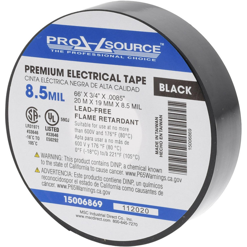 Pro-Source ETP-8566 Electrical Tape 3/4" Wide, 66' Long, 8.5 mil Thick, Black