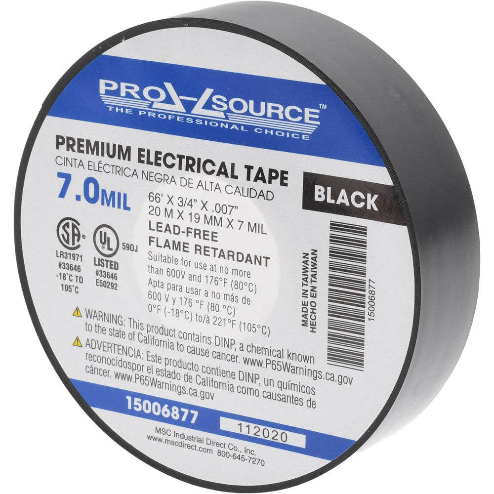 Pro-Source ETP-7066 Electrical Tape 3/4" Wide, 792" Long, 7 mil Thick, Black