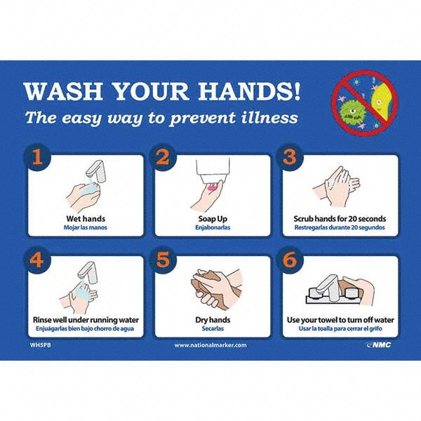 AccuformNMC WH5RB Sign Rectangle, "WASH YOUR HANDS! The easy way to prevent illness"