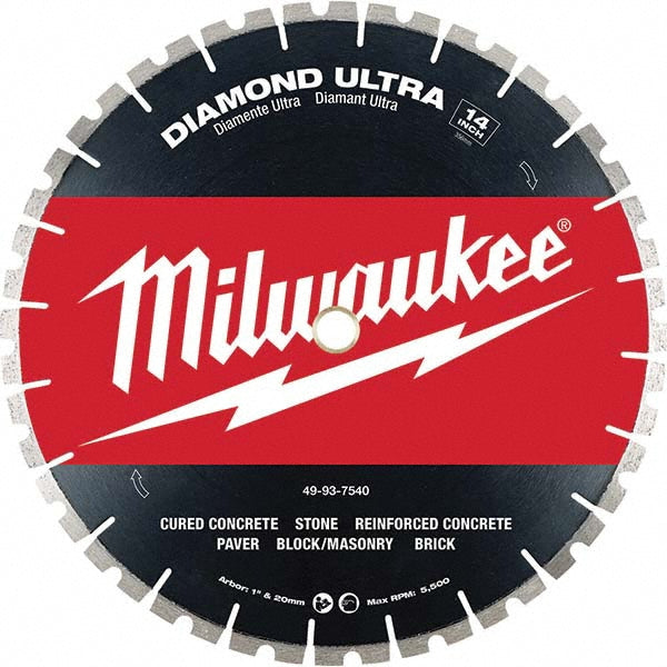 Milwaukee Tool 49-93-7540 Wet & Dry Cut Saw Blade 14" Dia, 1" Arbor Hole, 14" Kerf Width, 24 Teeth