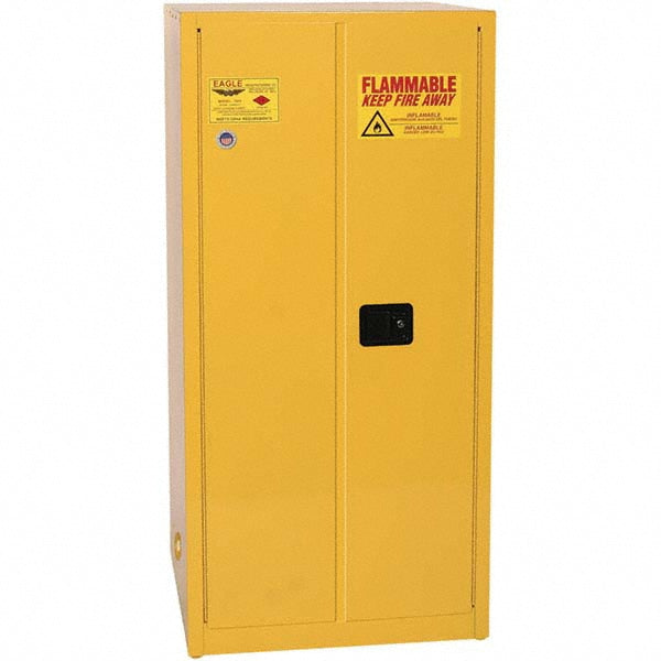 Eagle 1962X Flammable & Hazardous Storage Cabinets 60 gal, 2 Door, 2 Shelf, Manual Closing, Yellow