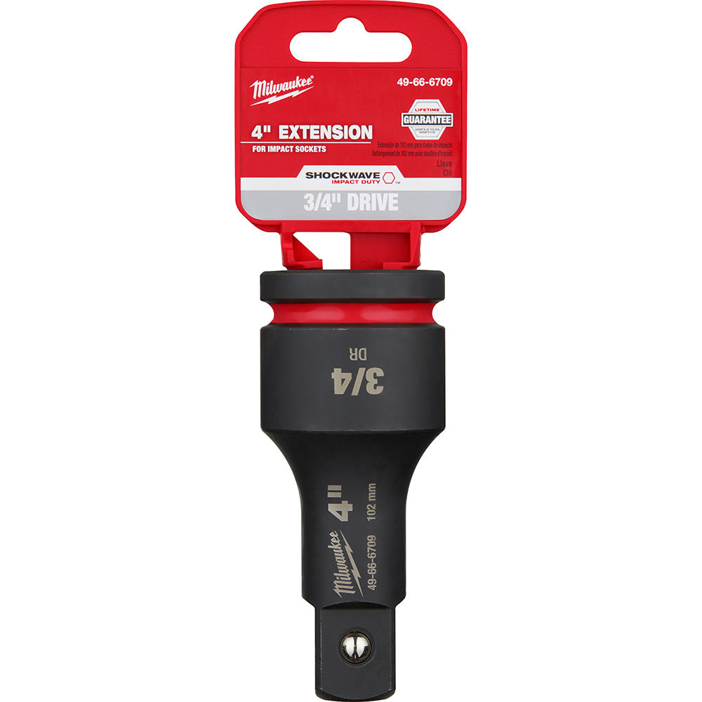 Milwaukee Tool 49-66-6709 Socket Extensions Drive Size (Inch) 3/4 Overall Length (Inch) 4 Overall Length (Decimal Inch) 4.0000