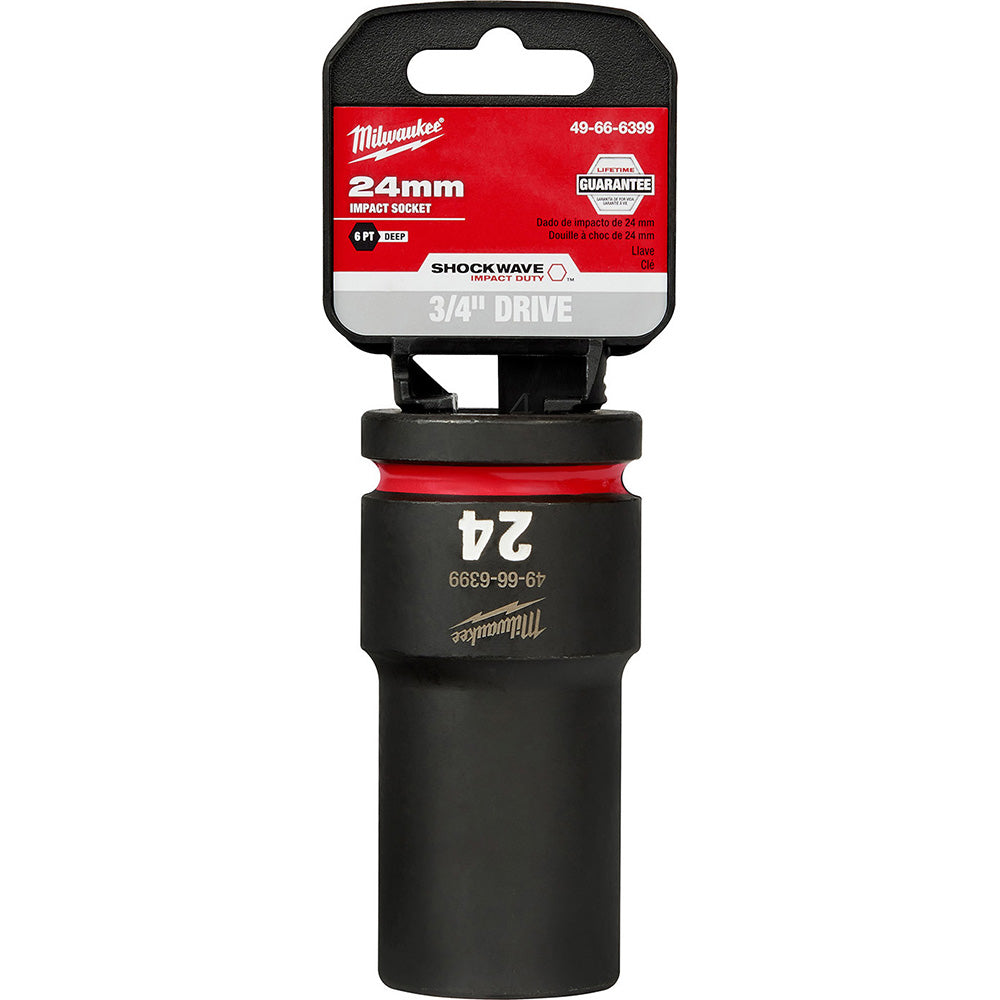Milwaukee Tool 49-66-6399 Impact Socket 3/4" Drive, 24mm Socket, Hex Drive