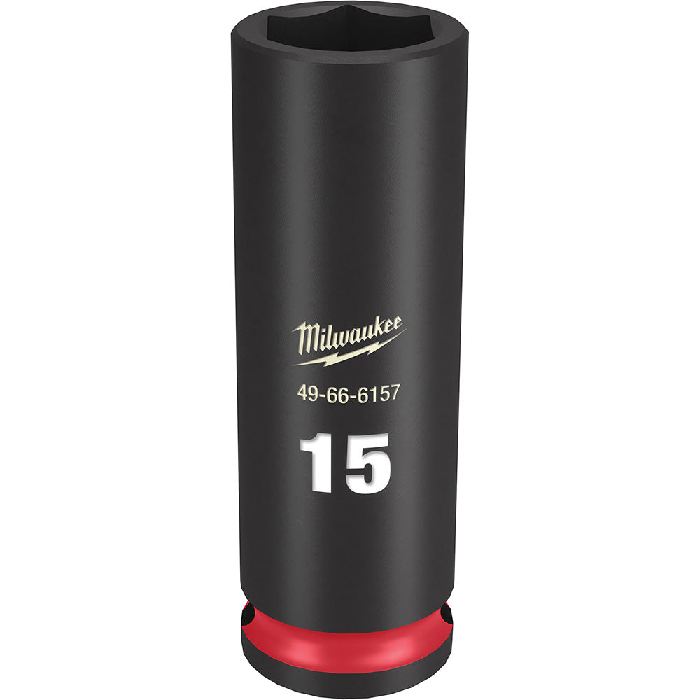 Milwaukee Tool 49-66-6157 Impact Socket 3/8" Drive, 15mm Socket, Hex Drive