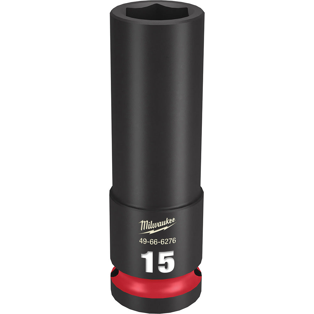 Milwaukee Tool 49-66-6276 Impact Socket 1/2" Drive, 15mm Socket, Hex Drive