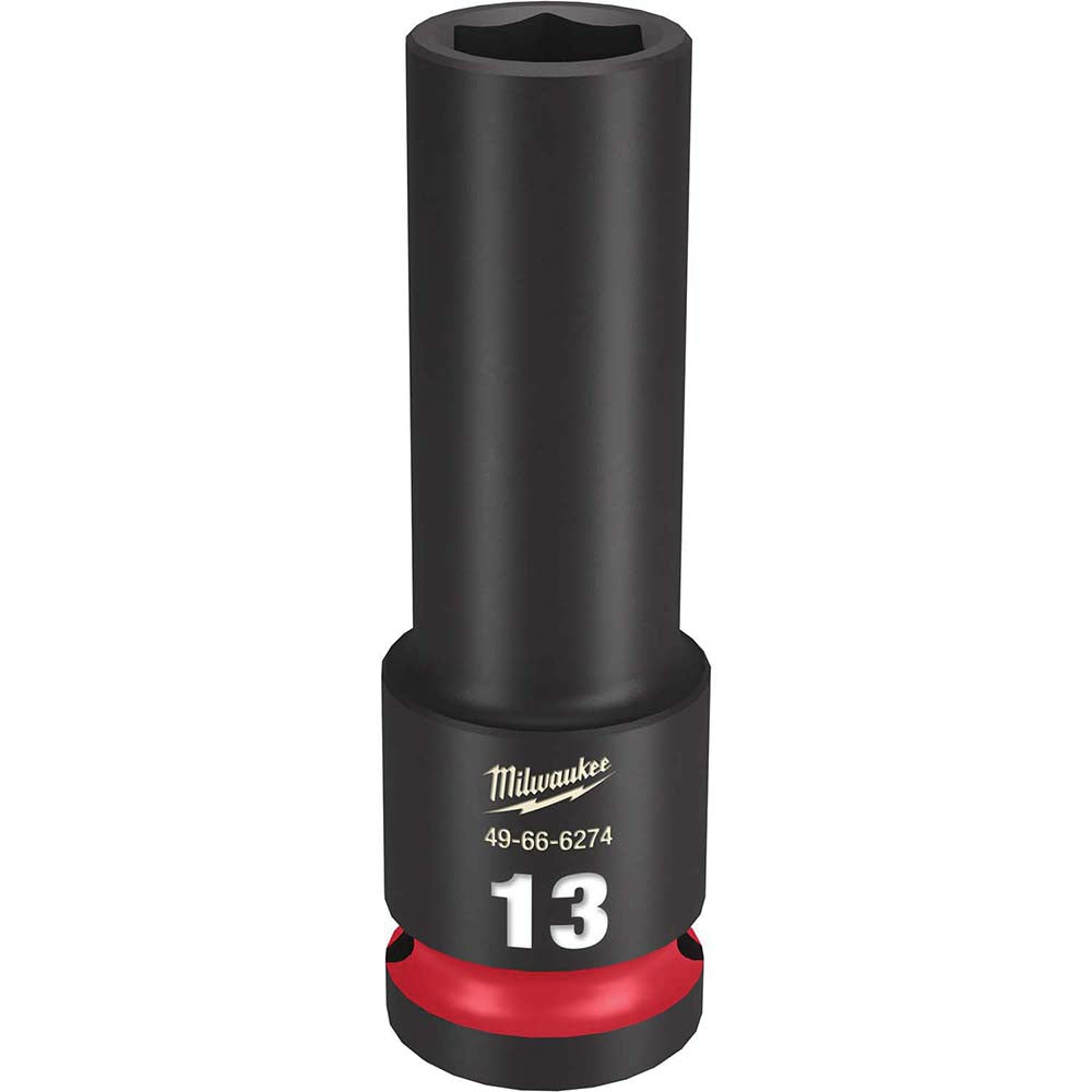 Milwaukee Tool 49-66-6274 Impact Socket 1/2" Drive, 13mm Socket, Hex Drive