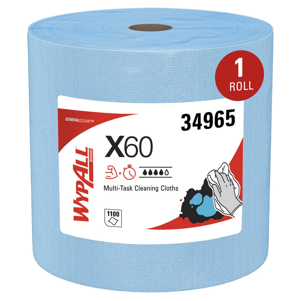 WypAll 34965 GeneralClean X60 Multi-Task Cleaning Cloths, Jumbo Roll, Strong & Absorbent Towels, Blue