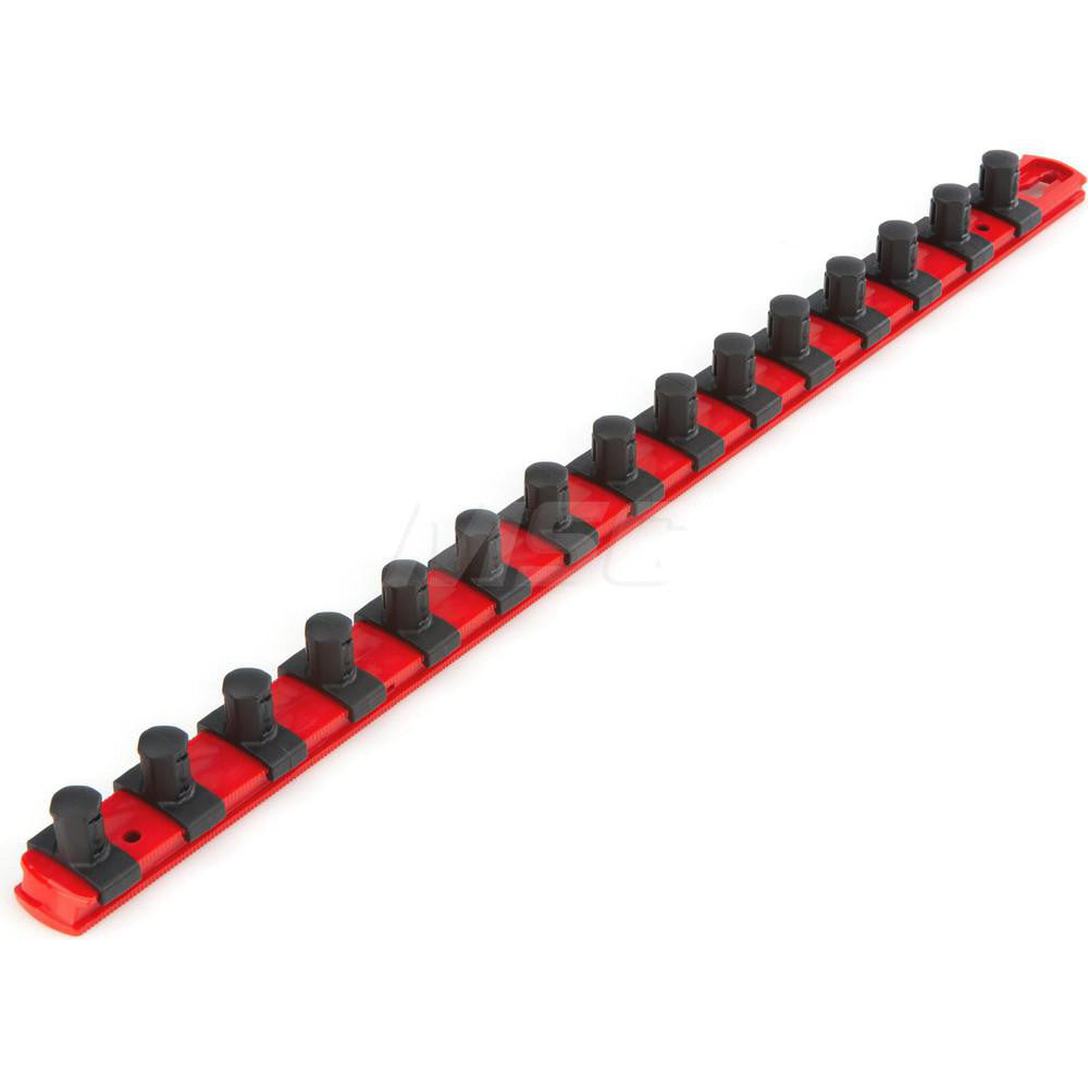 Tekton OSR23115 1/2 Inch Drive x 18 Inch Socket Rail, 15 Clips (Red)