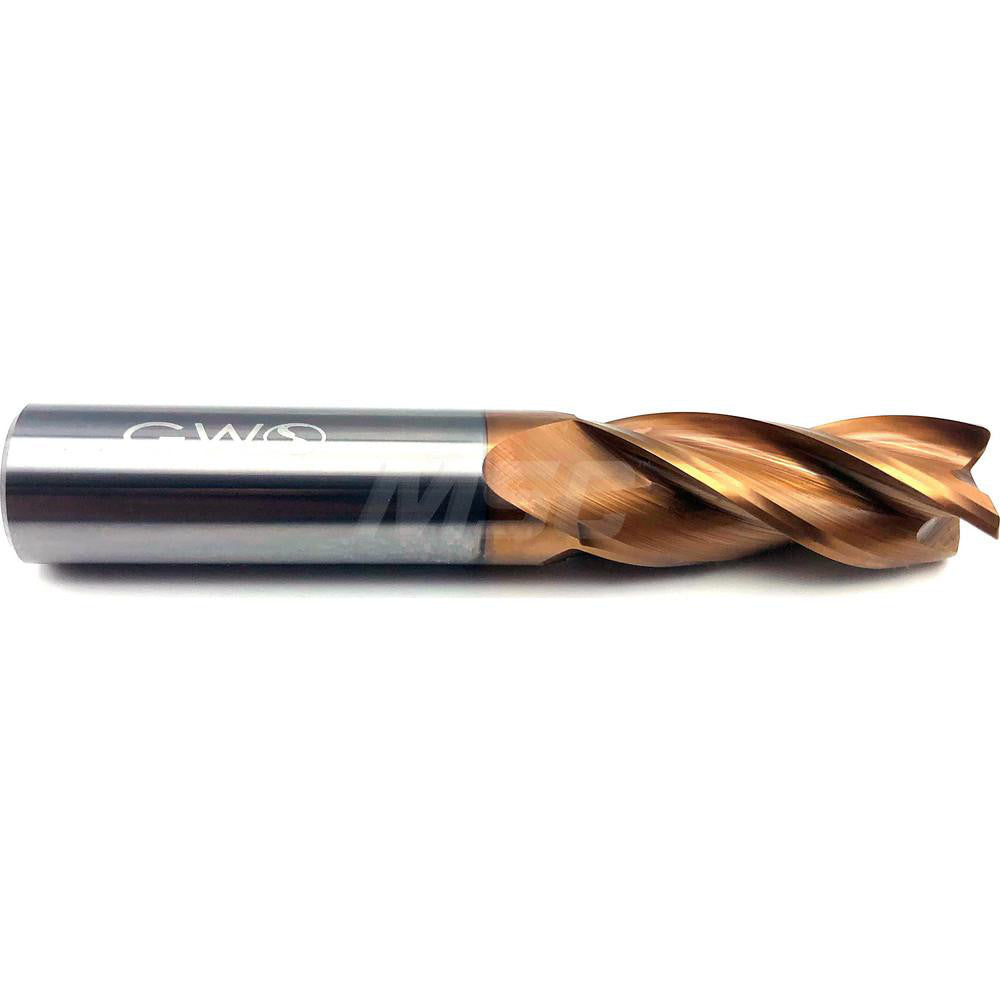 GWS 1034042 Corner Radius End Mill 1/2" Dia, 5/8" LOC, 0.015" Radius, 4 Flutes, Solid Carbide