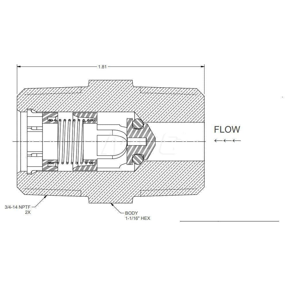 Parker 216PCKP-12 Check Valve 3/4" Pipe, Brass