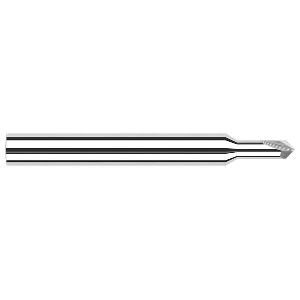 Harvey Tool 994845 Chamfer Mill 1/32" Dia, 1/8" Shank Dia, 90 deg, 2 Flute, Solid Carbide, Single End