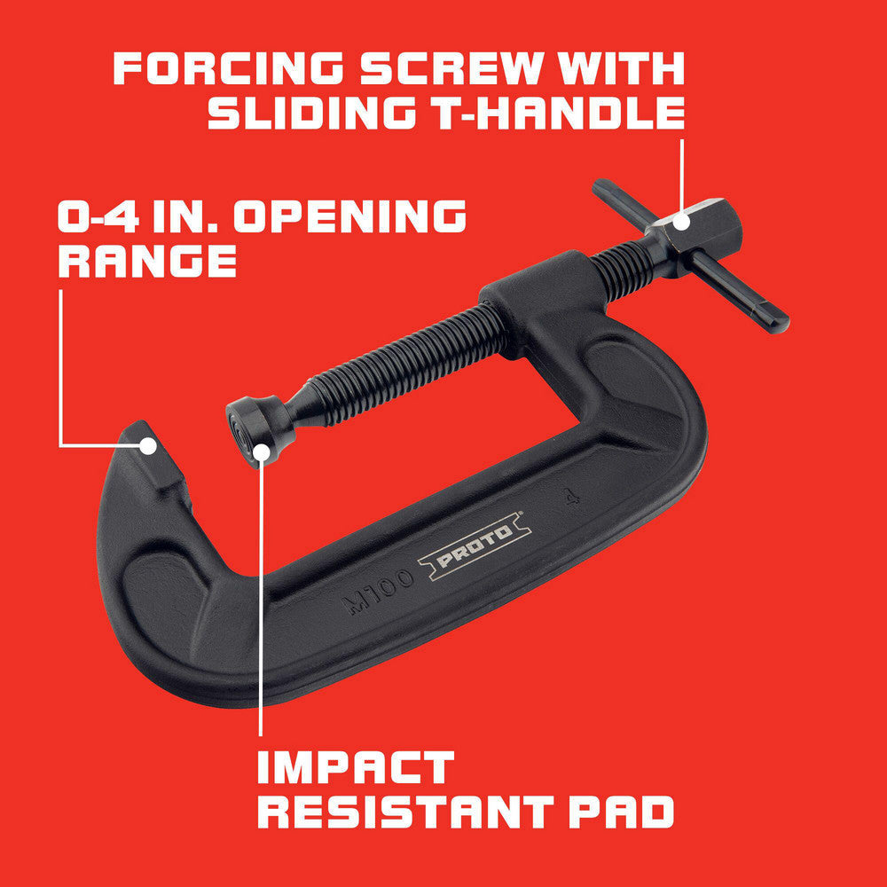 Proto J404A C-Clamp 4" Max Opening, 2-3/4" Throat Depth, Steel