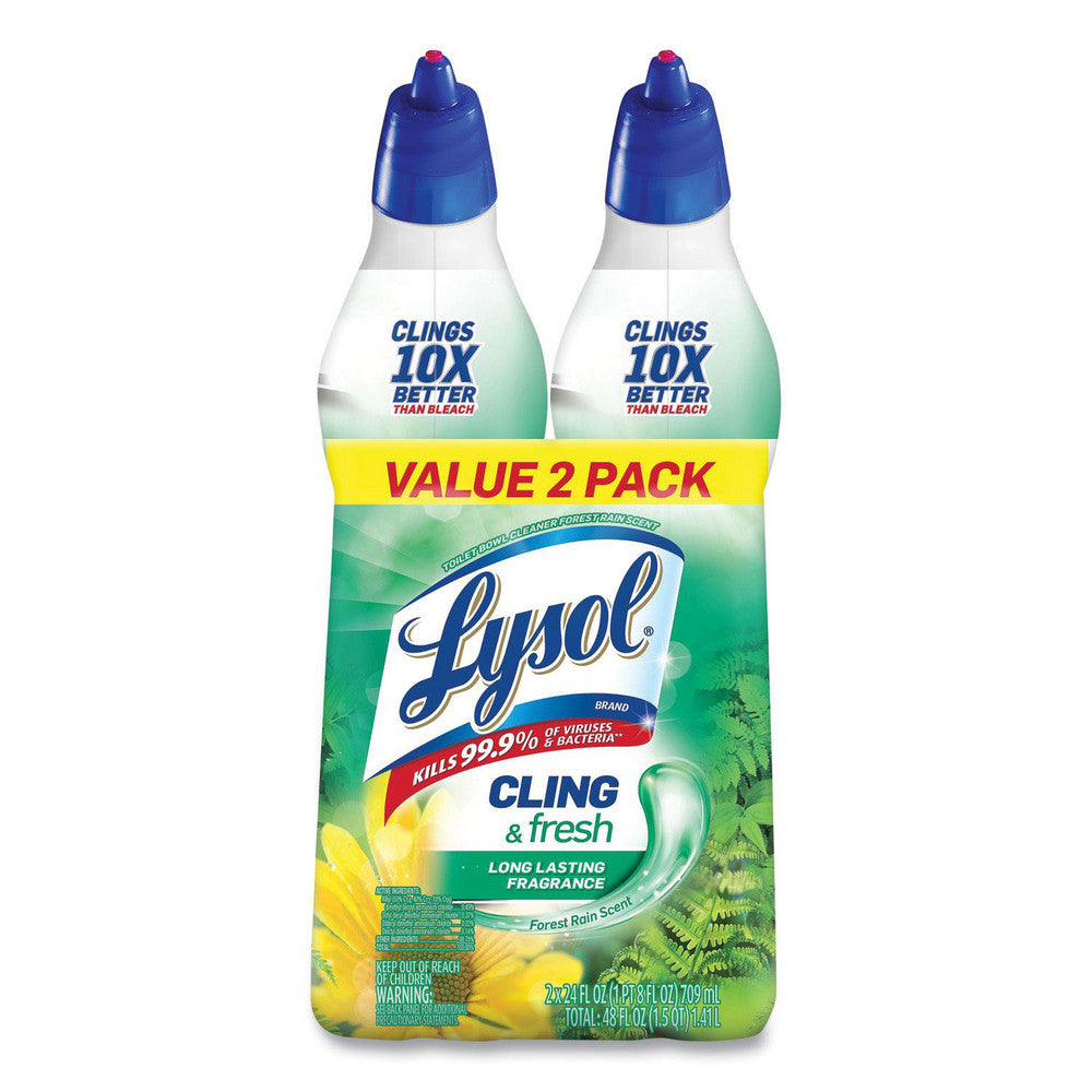 Lysol RAC98015PK Cling and Fresh Toilet Bowl Cleaner, Forest Rain Scent, 24 oz, 2/Pack