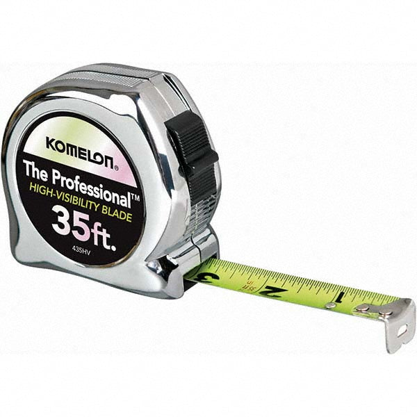 Komelon 435HV Tape Measure 35' Long, 1" Width, High-Visibility Yellow & White Blade