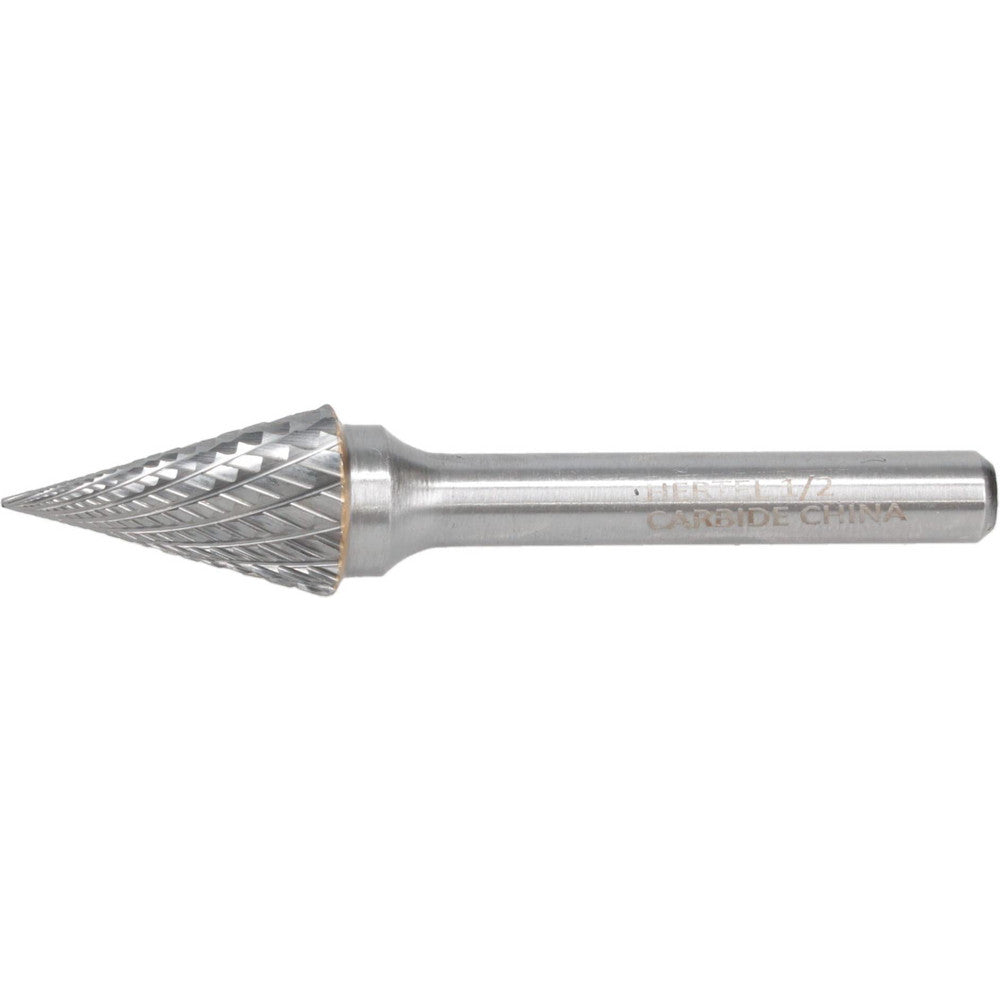 Hertel SZ20022C Abrasive Burr SM-5, 1/2" Cut Dia, Cone With Point End, Double Cut