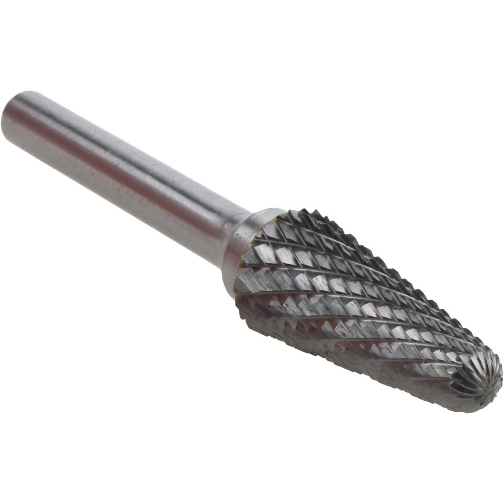 Hertel SZ0015T Abrasive Burr SL-4, 1/2" Cut Dia, Taper With Radius End, Double Cut