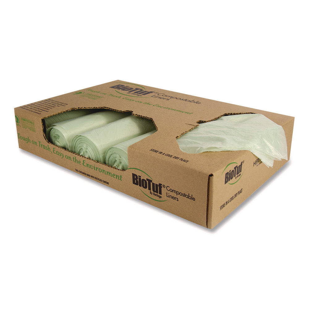 Heritage Bag HERY8046TER01 Heritage Biotuf Compostable Medium Duty Trash Bags 45 gal, 0.9 mil, Pack of 100