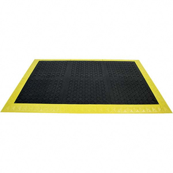 Ergo Advantage A1BZ2 Anti-Fatigue Modular Tile Mat Dry Environment, 3" Length, 44" Wide, 1" Thick, Beveled Edge, Black & Yellow