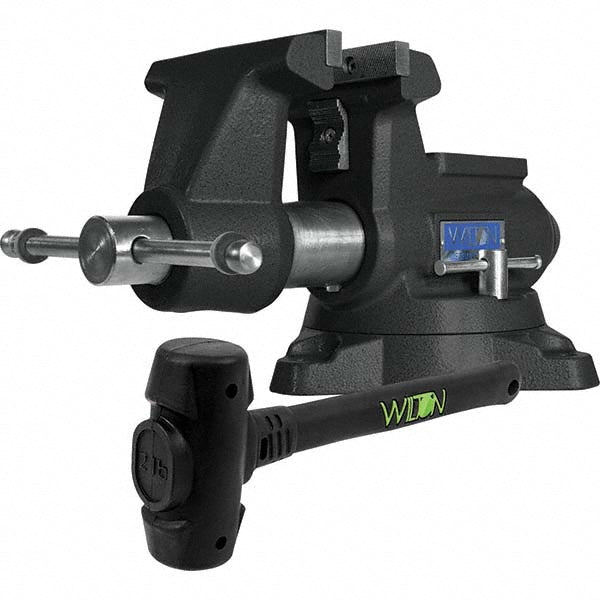 Wilton 28811DB Mechanics Pro Vise Special Edition 855M & 55214 B.A.S.H. Dead Blow Hammer Bench & Pipe Combination Vise 6 in Jaw Opening, 3-5/8 in Throat Depth