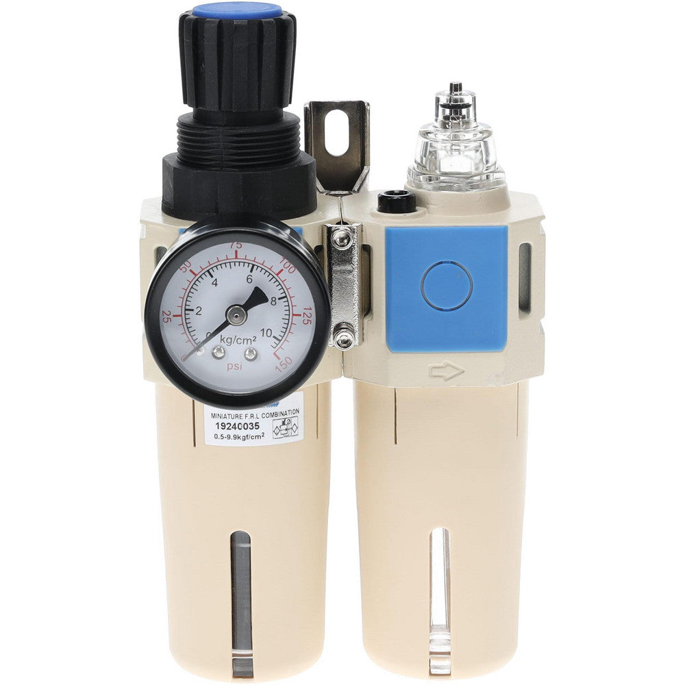 Pro-Source FRL600C-02N FRL Combination Unit 1/4 NPT, Compact with Pressure Gauge