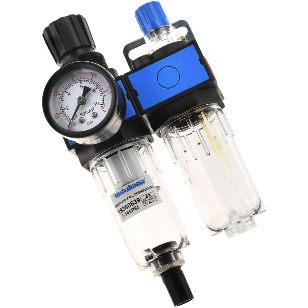Pro-Source FRL600A-02N FRL Combination Unit 1/4 NPT, Miniature with Pressure Gauge