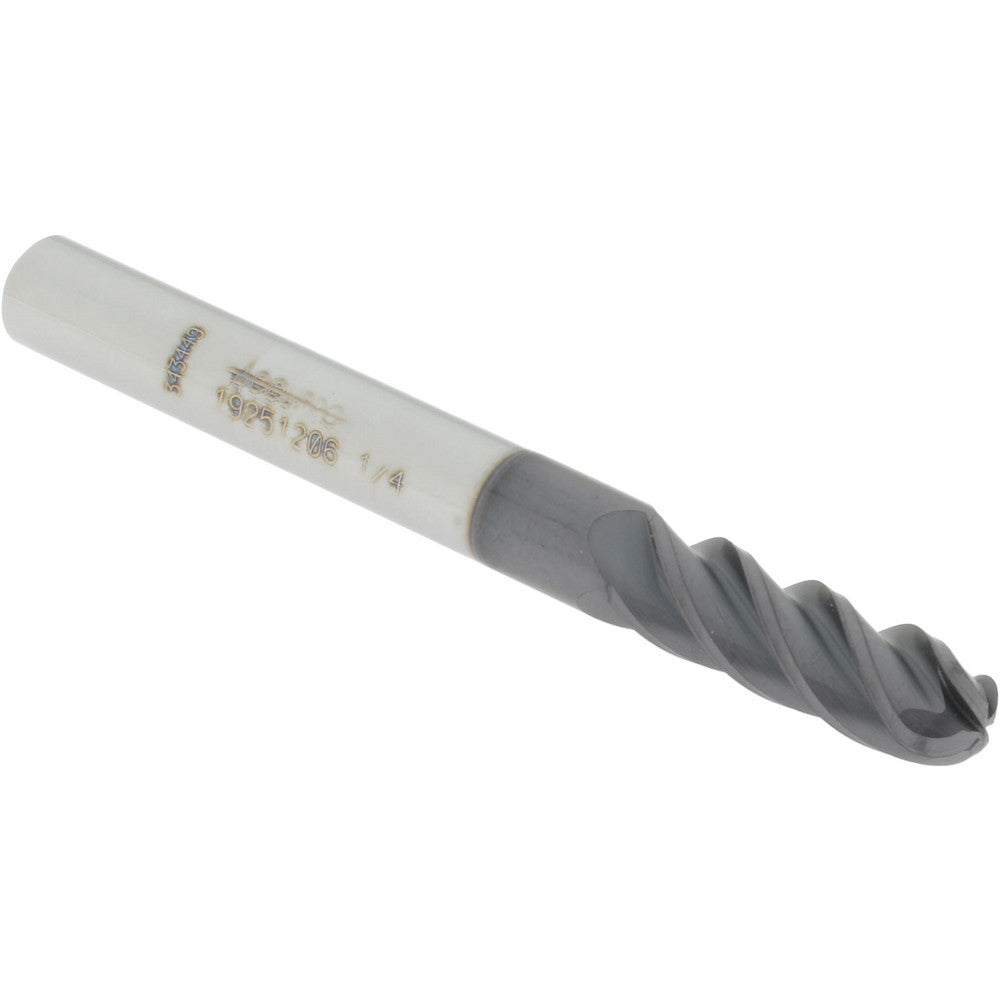 Accupro 19251206 Ball End Mill 0.2500" Dia, 0.7500" LOC, 4 Flute(s), Solid Carbide
