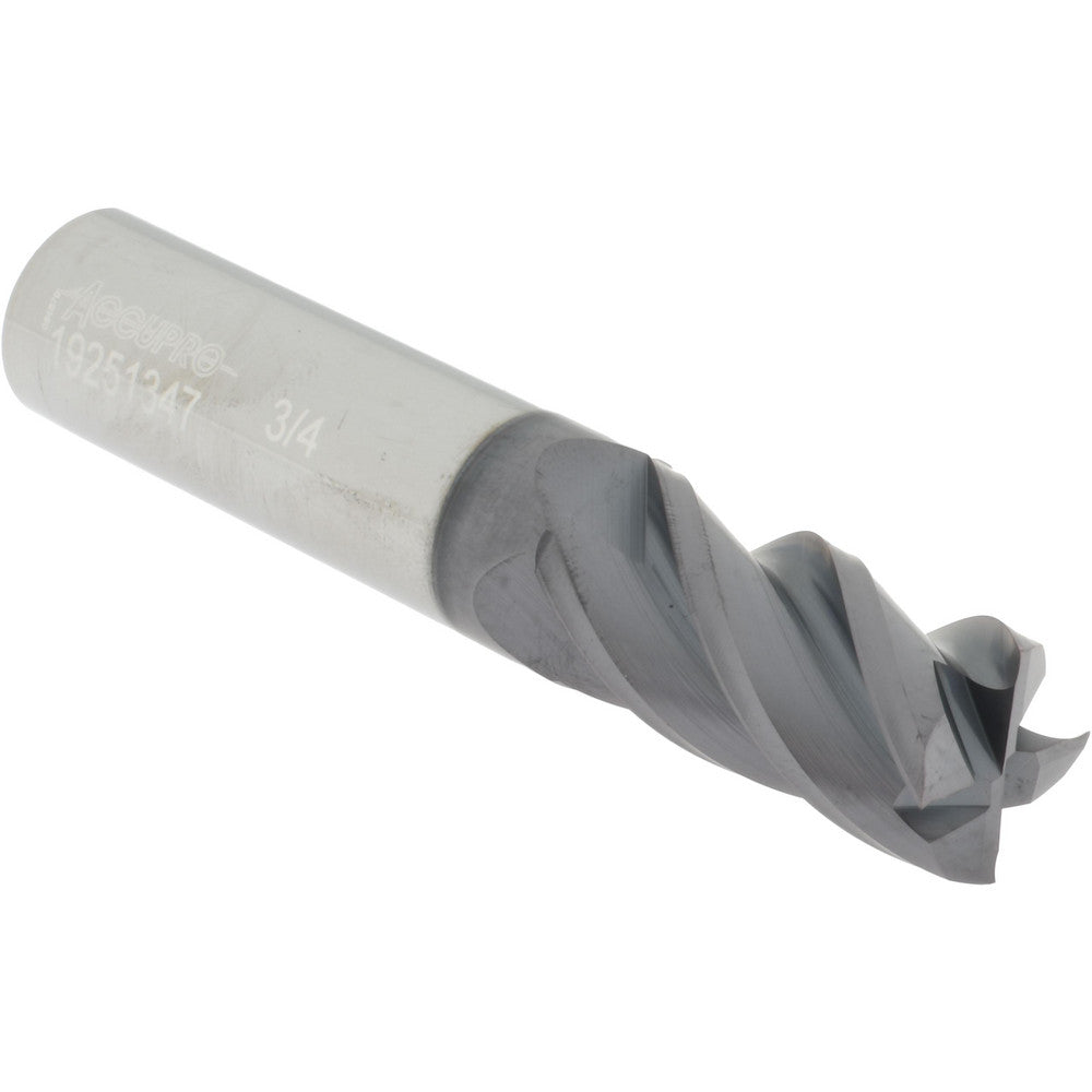 Accupro 19251347 Square End Mill 3/4" Dia, 1-1/2" LOC, 4 Flute, Solid Carbide