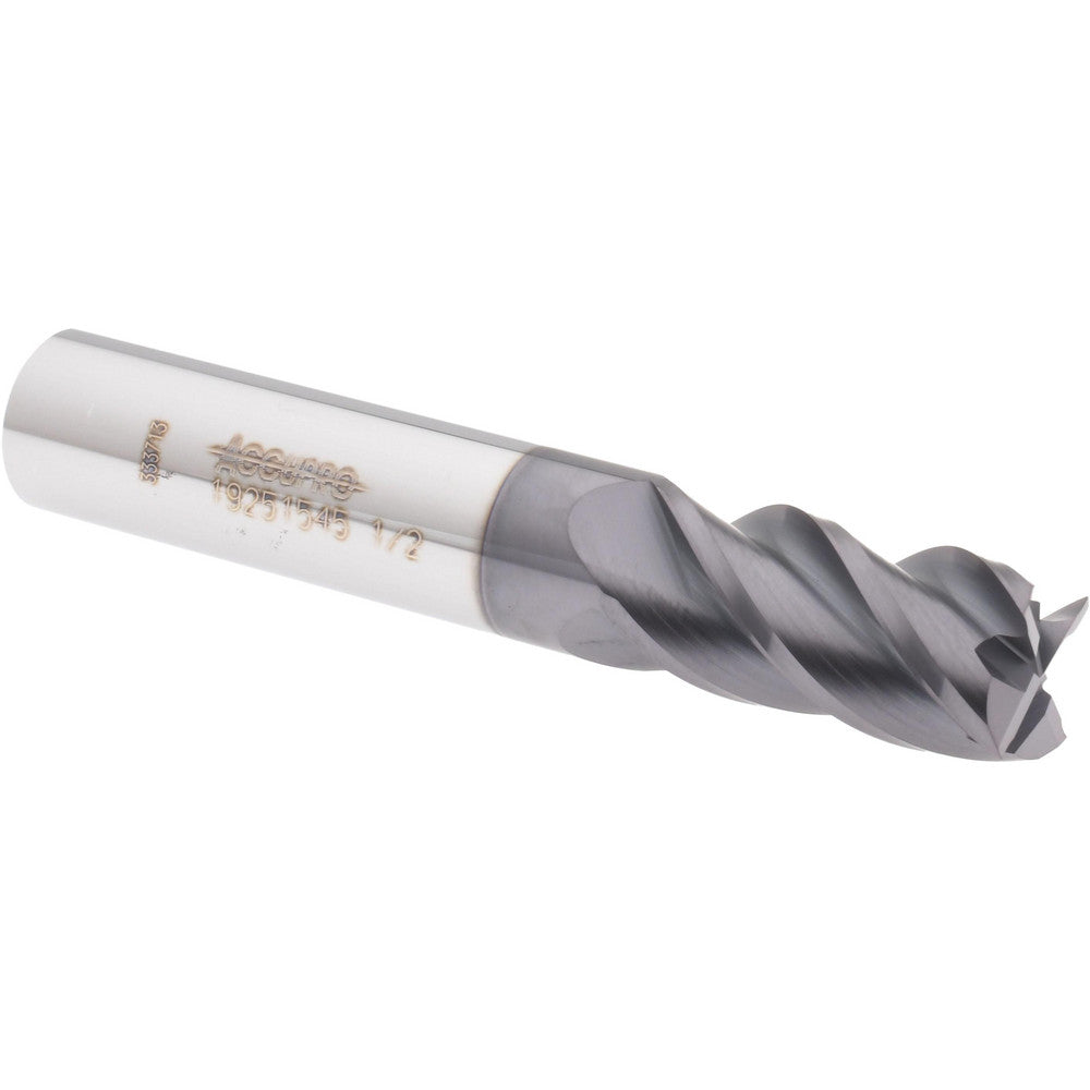 Accupro 19251545 Square End Mill 1/2" Dia, 1" LOC, 4 Flute, Solid Carbide