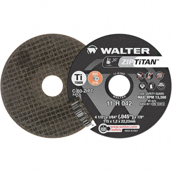 WALTER Surface Technologies 11H042 Cut-Off Wheel 4-1/2" Dia, 3/64" Thick, 7/8" Hole, Aluminum Oxide