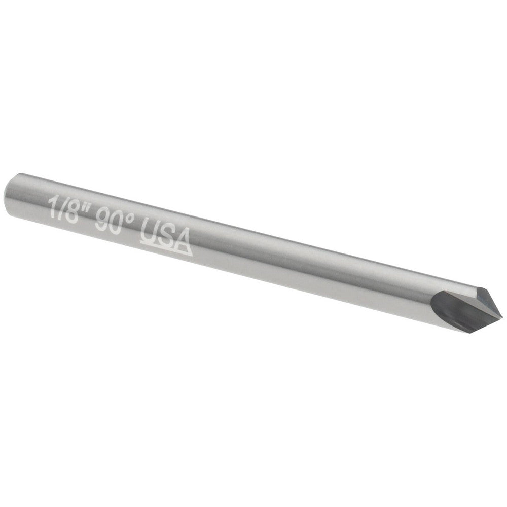 Titan USA TC85124 Chamfer Mill 1/8" Dia, 1/8" Shank Dia, 90 deg, 2 Flute, Solid Carbide, Single End