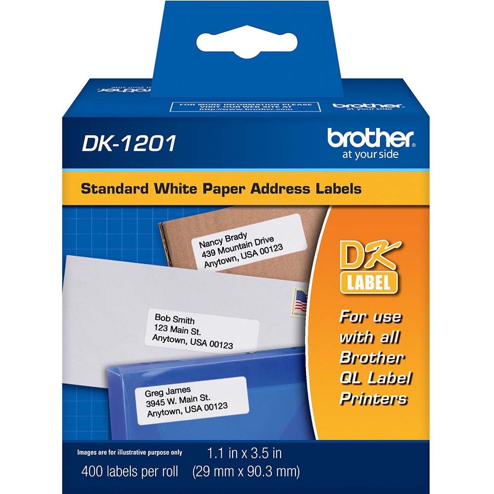 Brother DK1201 Label Ribbon Black & White, Paper