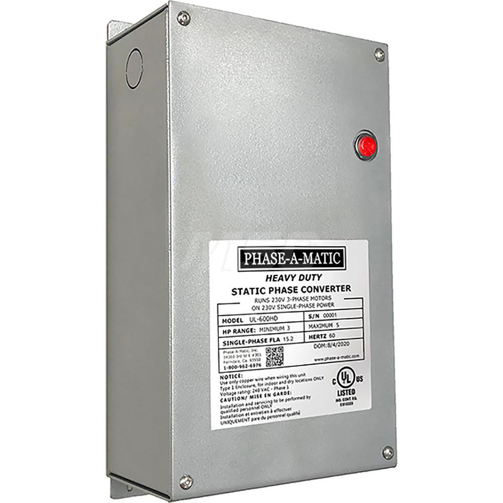 Phase-A-Matic UL-600HD Static Phase converter. Single phase to 3 phase. Horse power range 3HP to 5HP HEAVY DUTY