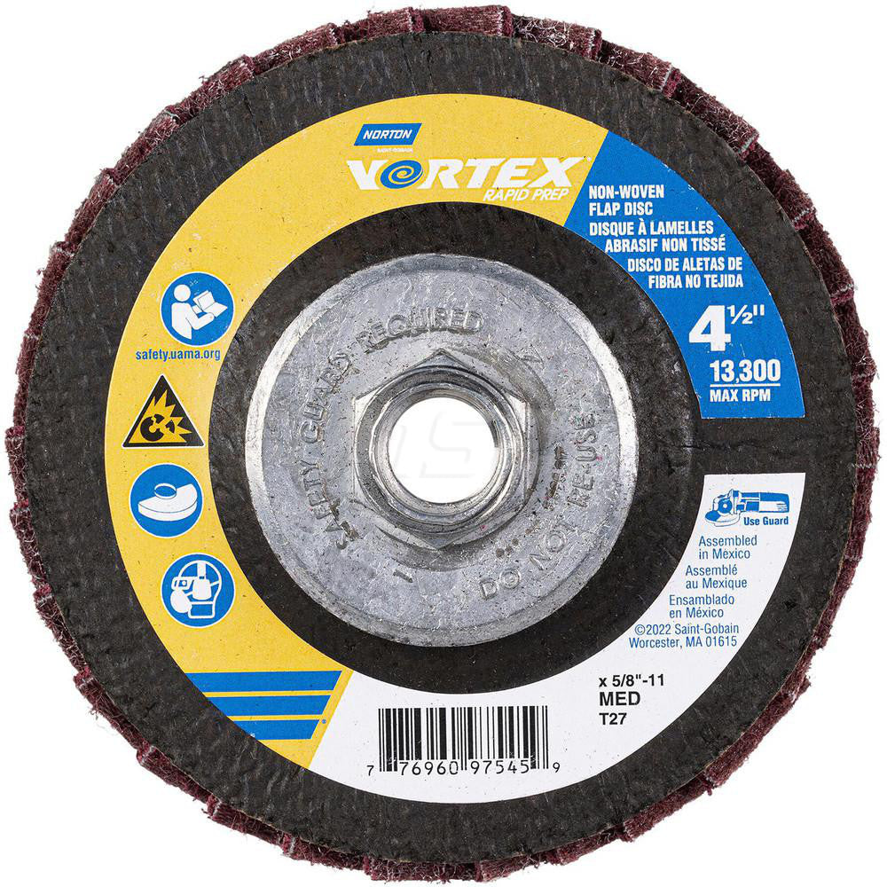 Norton 77696097545 Flap Disc 4-1/2" Dia, 5/8-11 Hole, Aluminum Oxide, Type 27